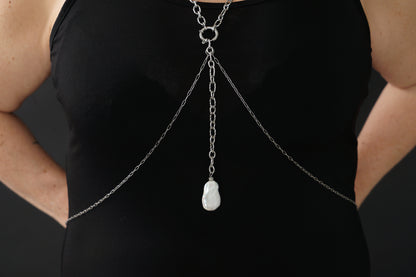 Bijou de corps perle de culture "baroque" - Acier inoxydable argenté